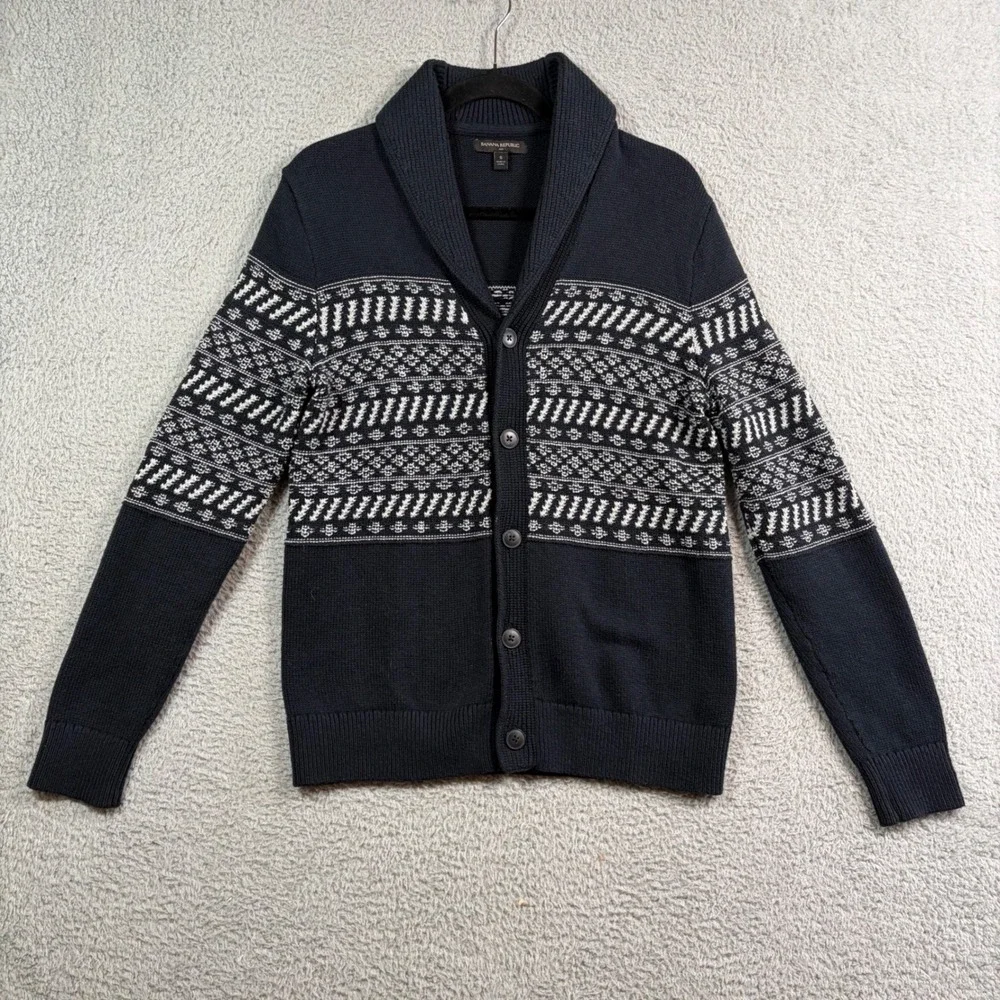 Banana Republic Shawl Collar Fair Isle Cardigan Mens Size S